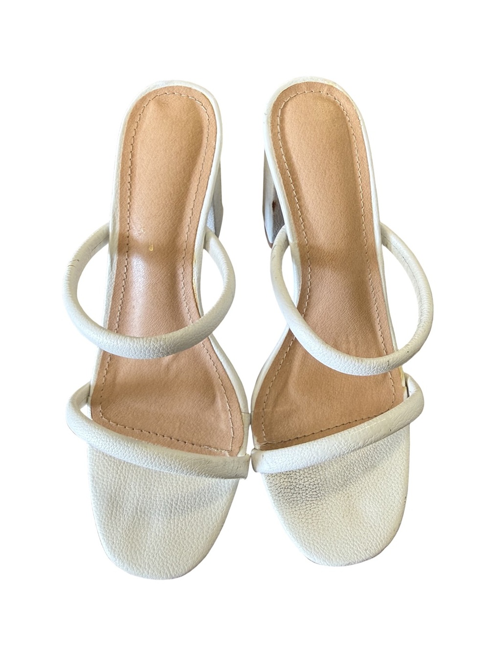 Women’s White Strappy Slide Heels